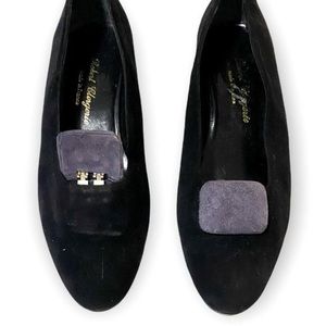 Vintage 90s Robert Clegerie Suede Color Block Pump with removable ornaments